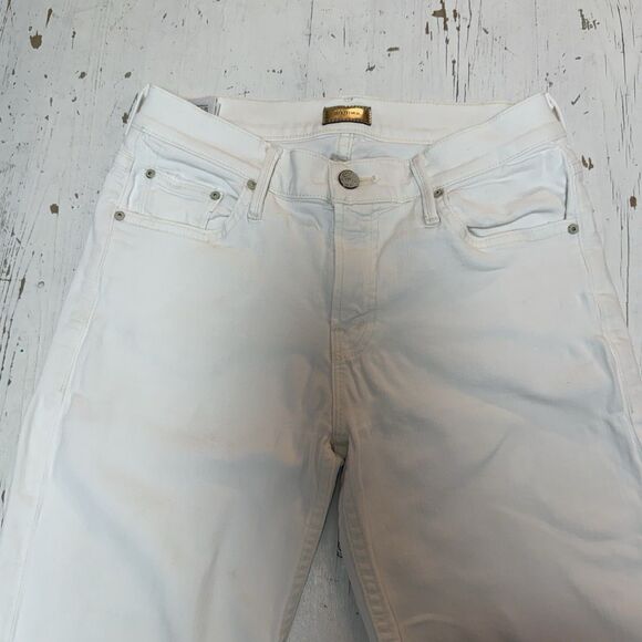MOTHER Cropped Jean Size 25 The Dropout White/Whipping The Cream Cropped Stretch - Picture 4 of 16